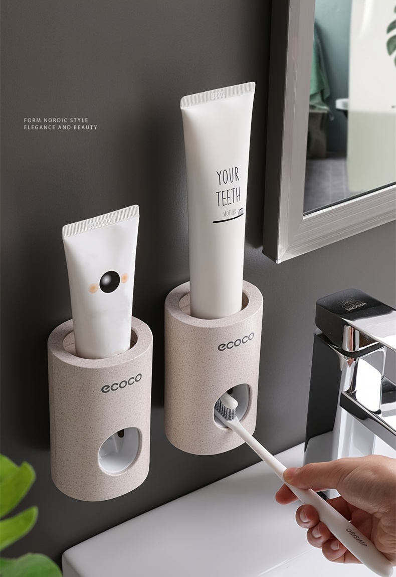1pc bathroom supplies punch free self toothpaste dispenser easy to remove and wash toothpaste automatic toothpaste squeezer white Product details 1