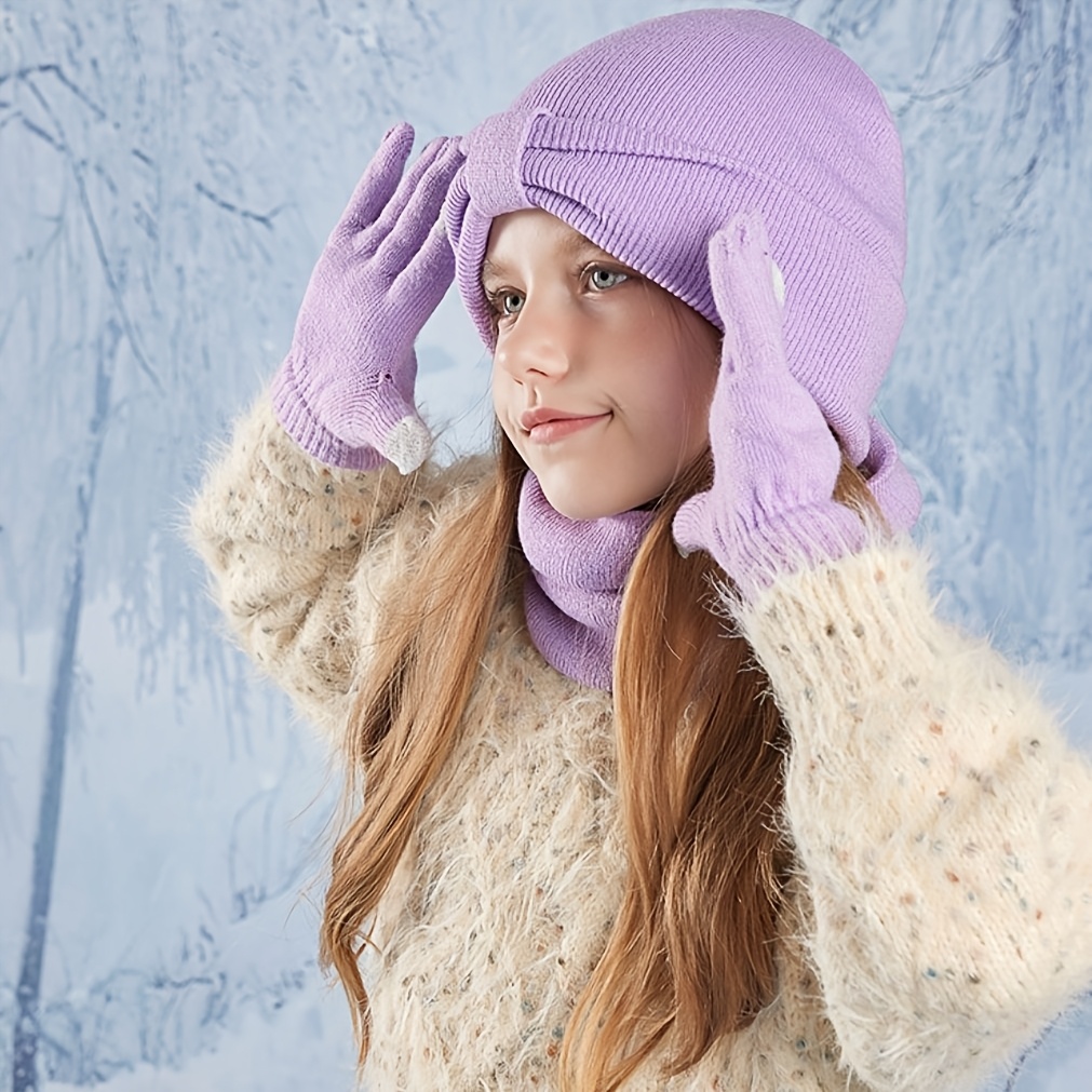 Kids' Autumn/Winter Hat, Gloves, and Scarf 3pcs Set