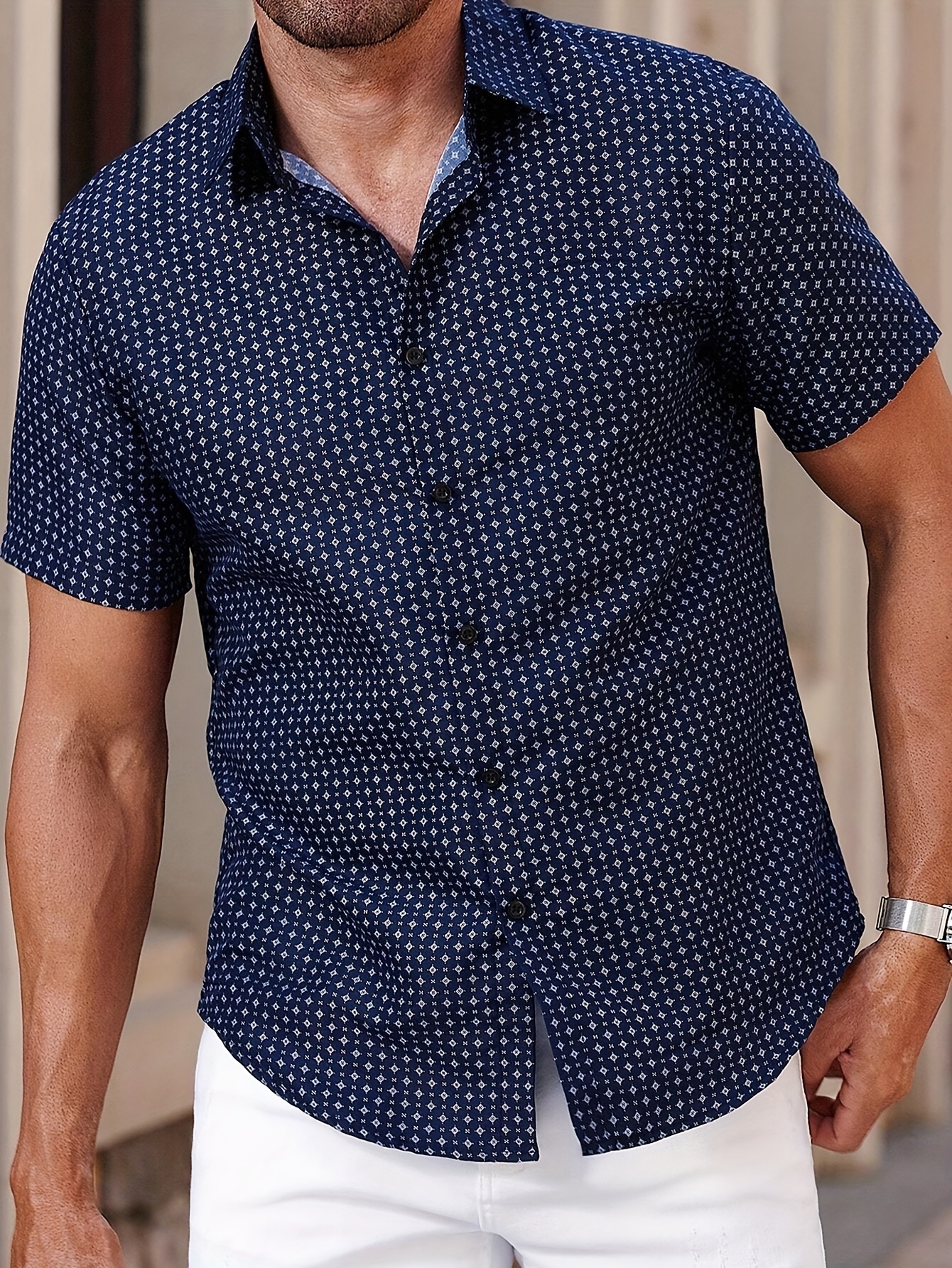 Men's Casual Print Short-Sleeve Shirt