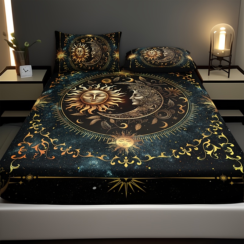 And Moon Planet Bed Cover Set With 15-inch Deep , Which Fits Perfectly Without Shifting, Is Low-allergenic And More . It Adds Style To The Bedroom And Is Suitable For . Used In Homes, Dormitories