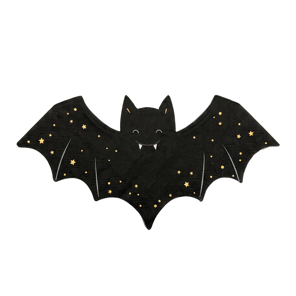 TEMU 16/48-pcs Bat-shaped Paper Napkins, Halloween Bat-shaped Disposable Napkins, Holiday-themed Party Decorative Napkins, Suitable For Spooky