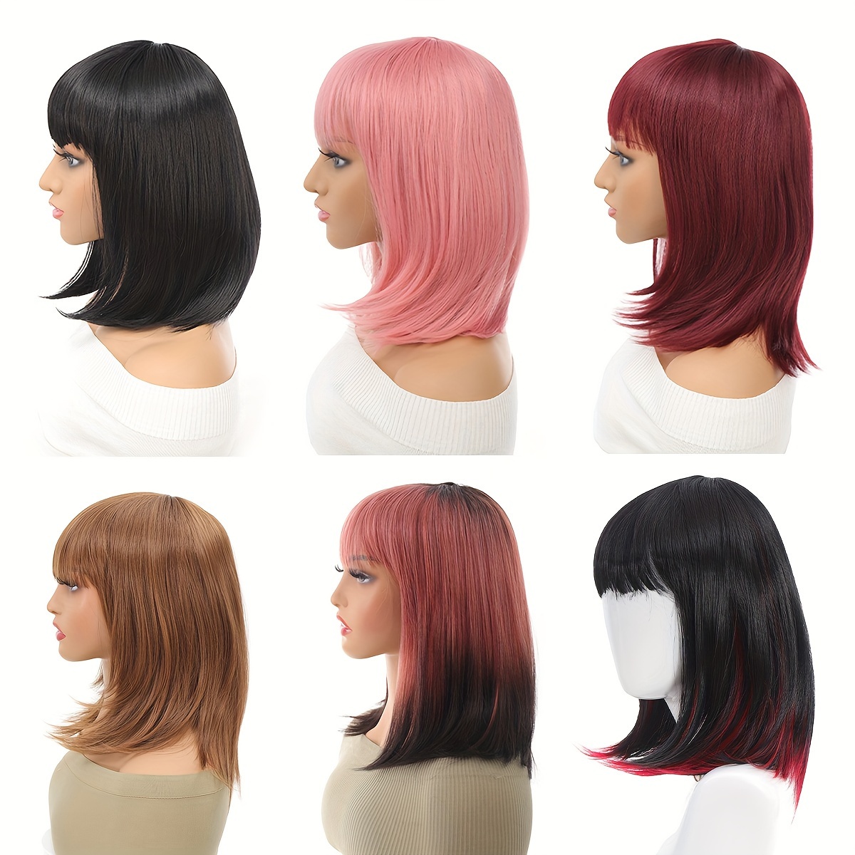 前髪付きボブ ウィッグ、ストレート ボブ ウィッグ | ストレート