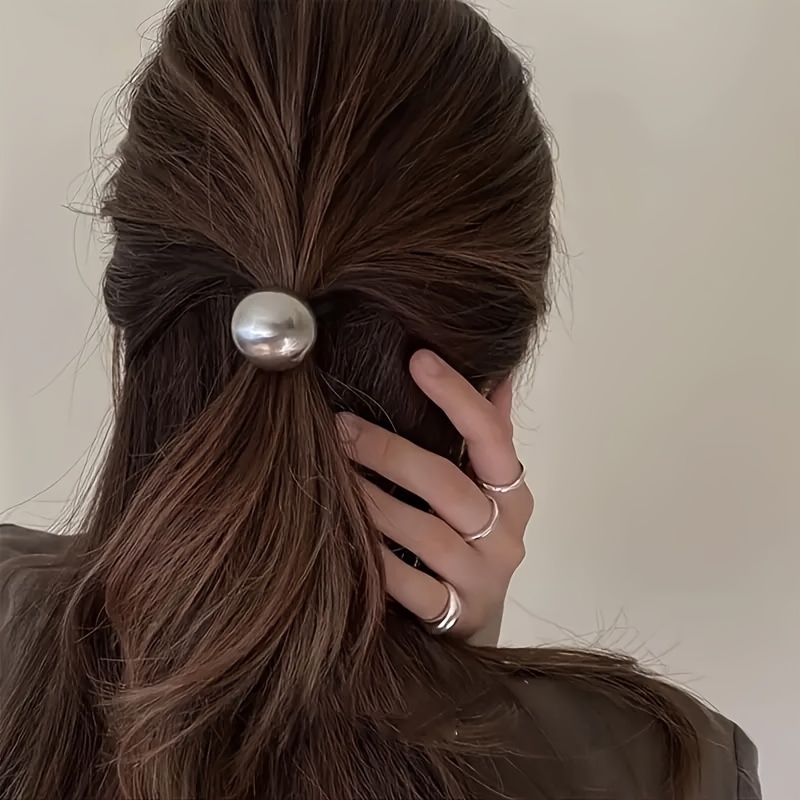 1pc metal ball knot hair tie minimalist elegant hair - Temu display picture 3