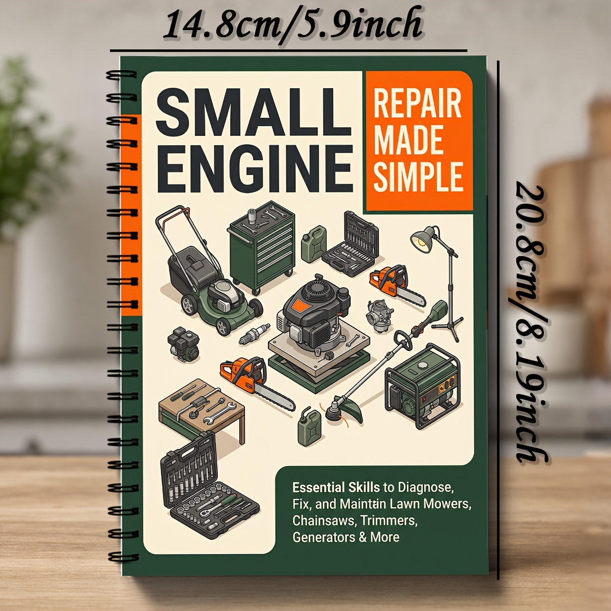 TEMU Small Engine Repair Themed Notebook: Spiral Bound Learning Journal For Trimmers, Chainsaws, Water Pumps, And Generators, , Maintenance Records,