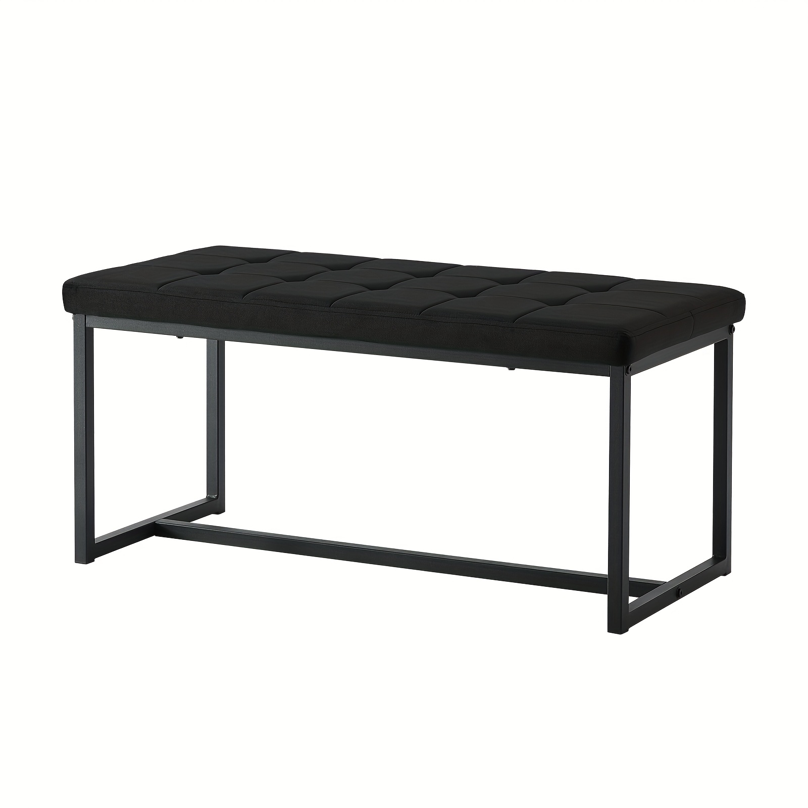 Image of Upholstered Dining Bench, 100cm Long Velvet Thick Padded Seat Hallway Bench With Metal Legs, Dining Room Bench For Entryway Living Room Bedroom