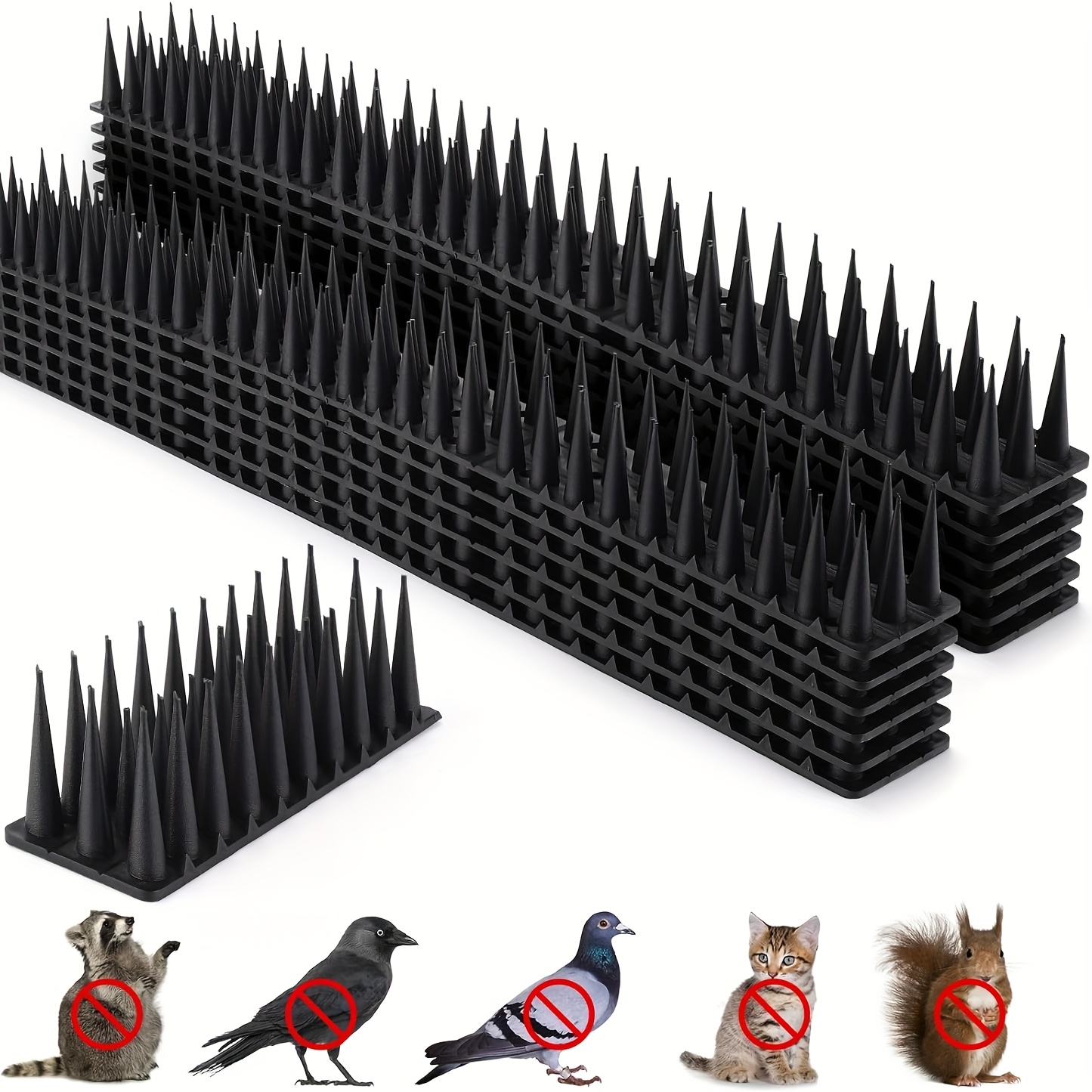 black plastic bird spikes outdoor pigeon deterrent for patio roof fence window     raccoons cats squirrels to prevent nesting