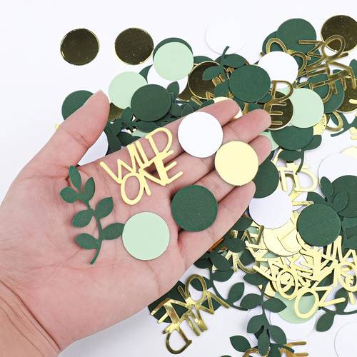 200pcs of confetti for a wild one birthday celebration decorating tables for a first birthday party themed around the jungle for year old boy