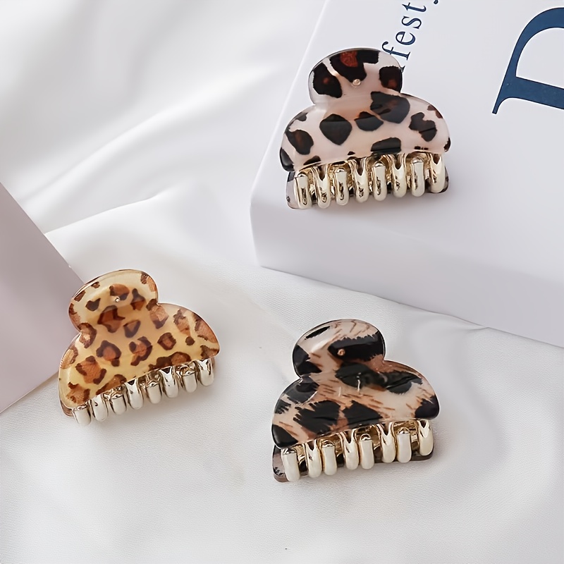E-shop 3er/6er Set Kleine Vintage Leopardenmuster Acryl-Haarklammern, Stylische Haarklammern für Damenponys, Tägliche Haaraccessoires