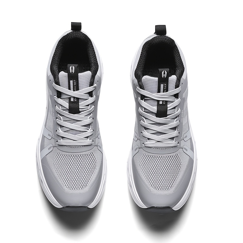 XCRWAY Men's Lightweight Sneakers with Hexagonal Gel Shock Absorption - Grey/Black Low-Top Breathable Running Shoes Suitable for Gym, Hiking, Urban Commute - All-Season Cushioned Athletic Footwear