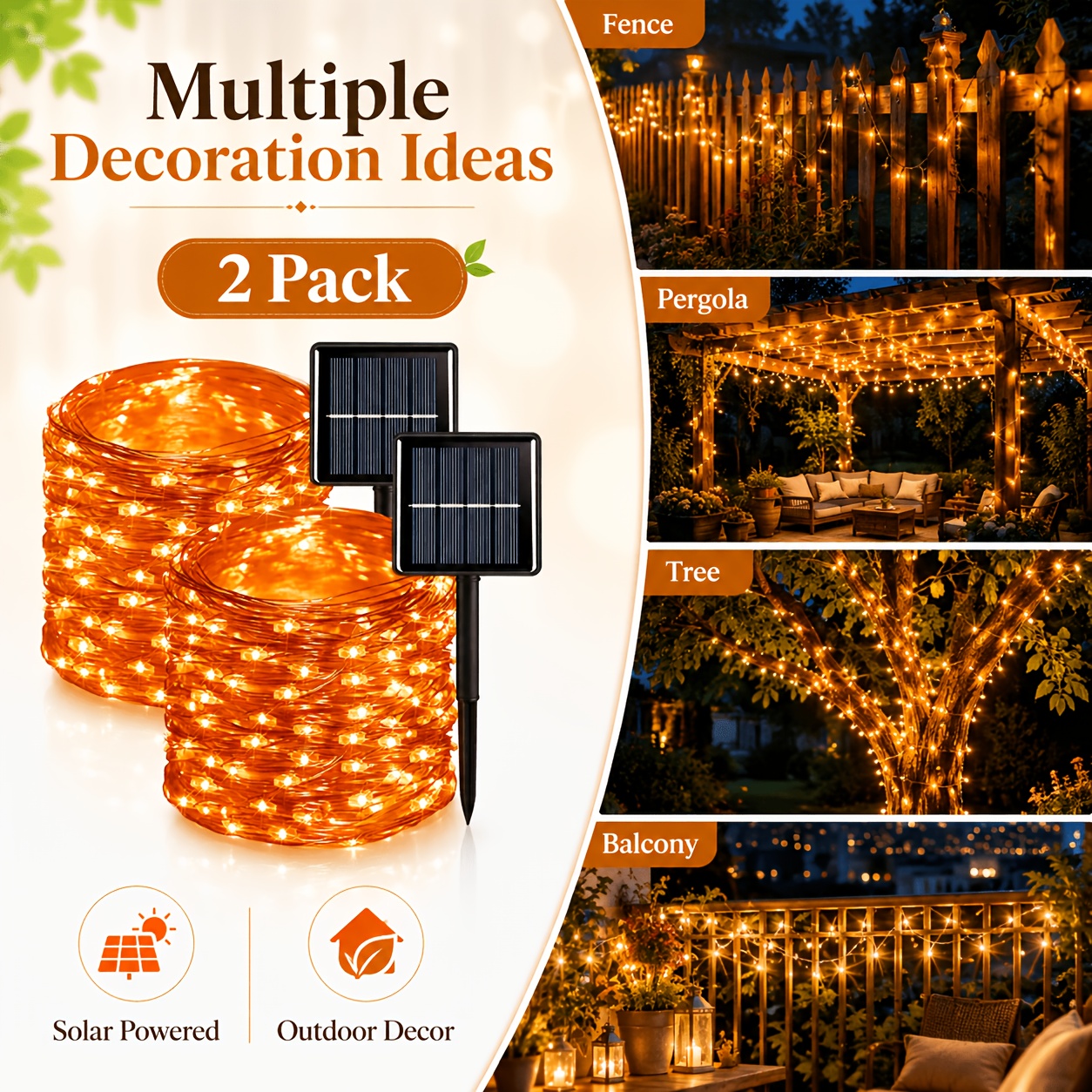 TEMU 2pack Halloween Decor Copper Wire String Lights, 480led Warm Fairy Lights, Ip44 With 8 Lighting , Pumpkin Atmosphere Decor Lights For Garden,