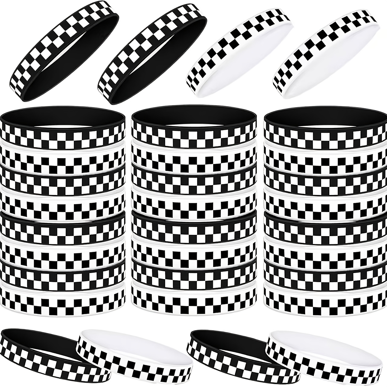 TEMU Regalo /Lui 10 pezzi di polsini sportivi in silicone a quadri e classici con motivi di bandiere da in stile /americano. Polsini sportivi da e da