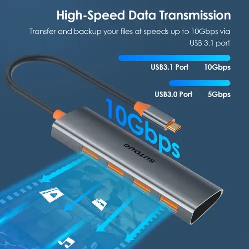 usb c to 4 usb 3 1 port adapter usb 3 1 hub with 10 compatible with type