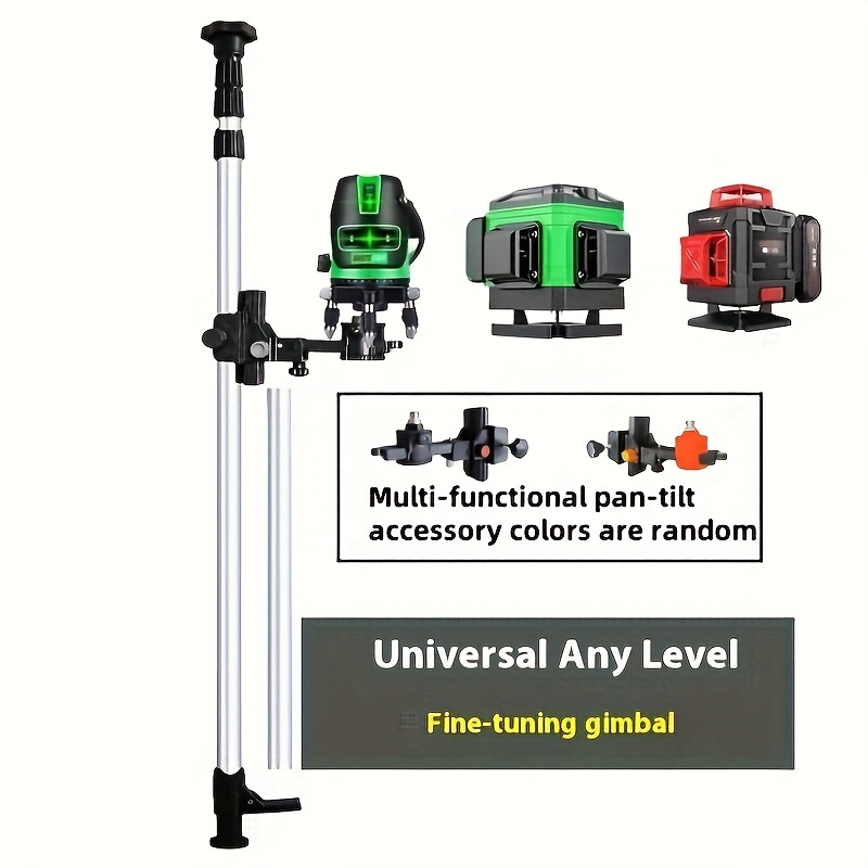 

15,4ft/4,7m Canne de nivellement , Poteau portable en inoxydable, n'importe , un cardan de réglage fin, Tête multifonctionnelle ( aléatoire) - Aucun /batterie