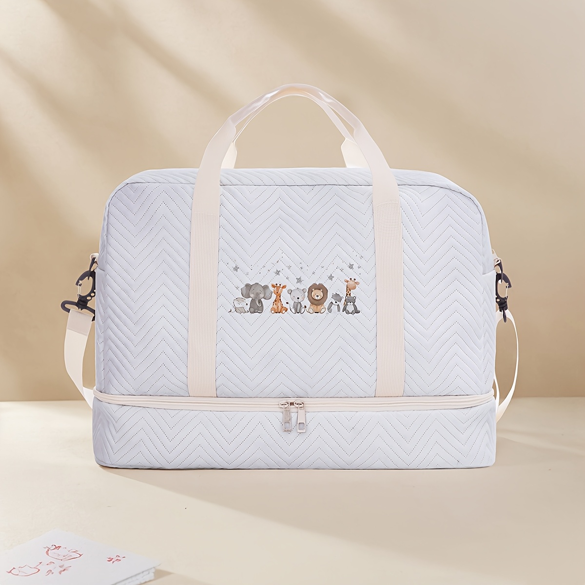 TEMU Small Animal Pattern Printed Large Capacity Travel Bag, Luggage Bag, Weekend Overnight Bag Organizing Bag, Large Capacity Portable Business