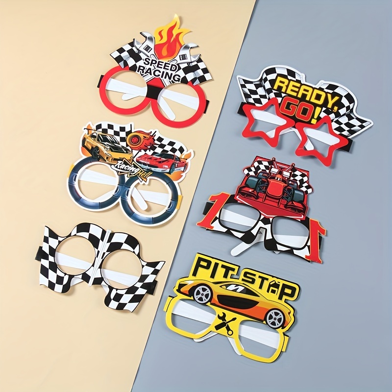 

16pcs, Racing Paper Glasses, Party Eyewear For Photo Booth, Racing Themed Party Gifts Glasses, Birthday Party Supplies, Adults Photo Booth Props, Birthday Gifts