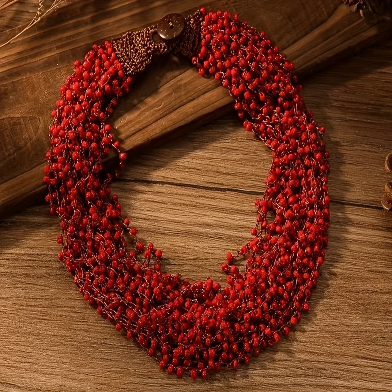 TEMU Collana a pi羅 con perline all'uncinetto a , stile boh矇mien per donna, adatta per l'uso e versatile, come regalo per feste e vacanze, collana