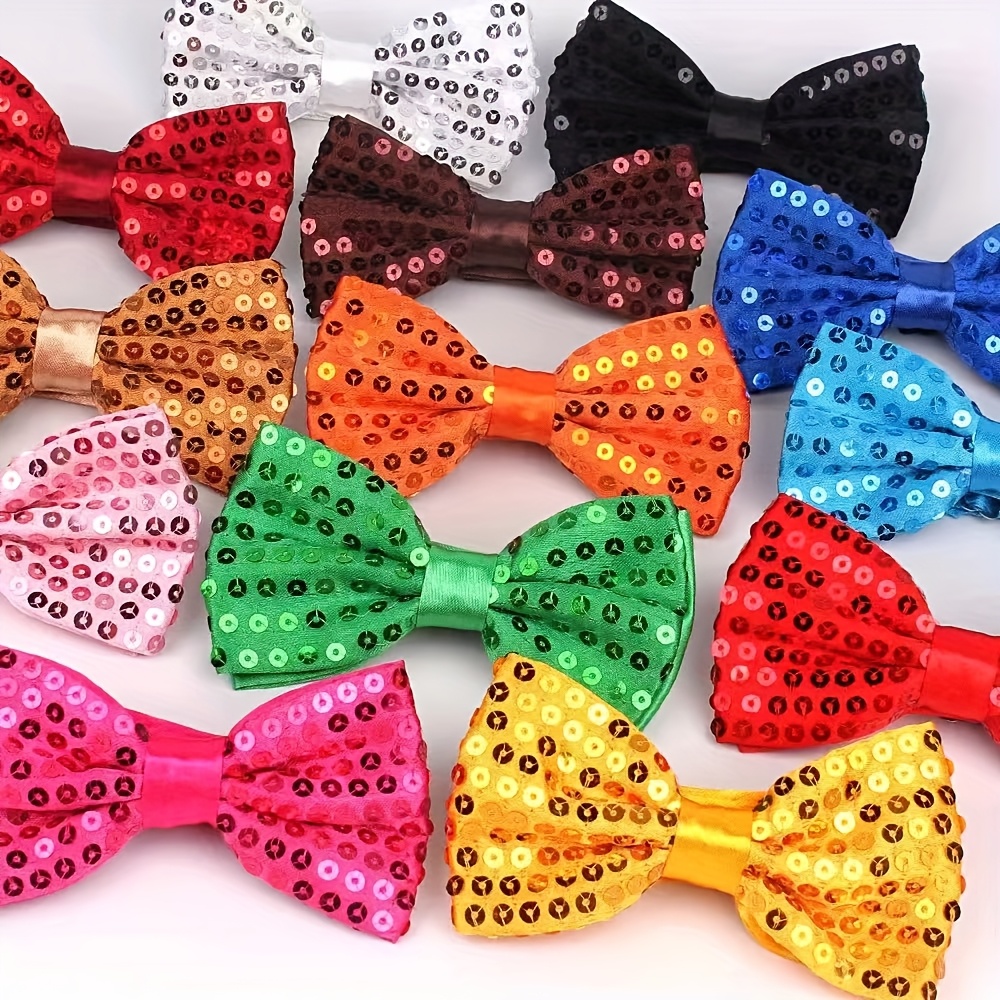 immagine dell'articolo 5 pezzi di papillon unisex con paillettes, decorazioni regolabili, multicolore, adatti per carnevale, festival musicali, natale,  ,   di fine   e     festive, focus su abiti da ballo, oggetti di   per performance  