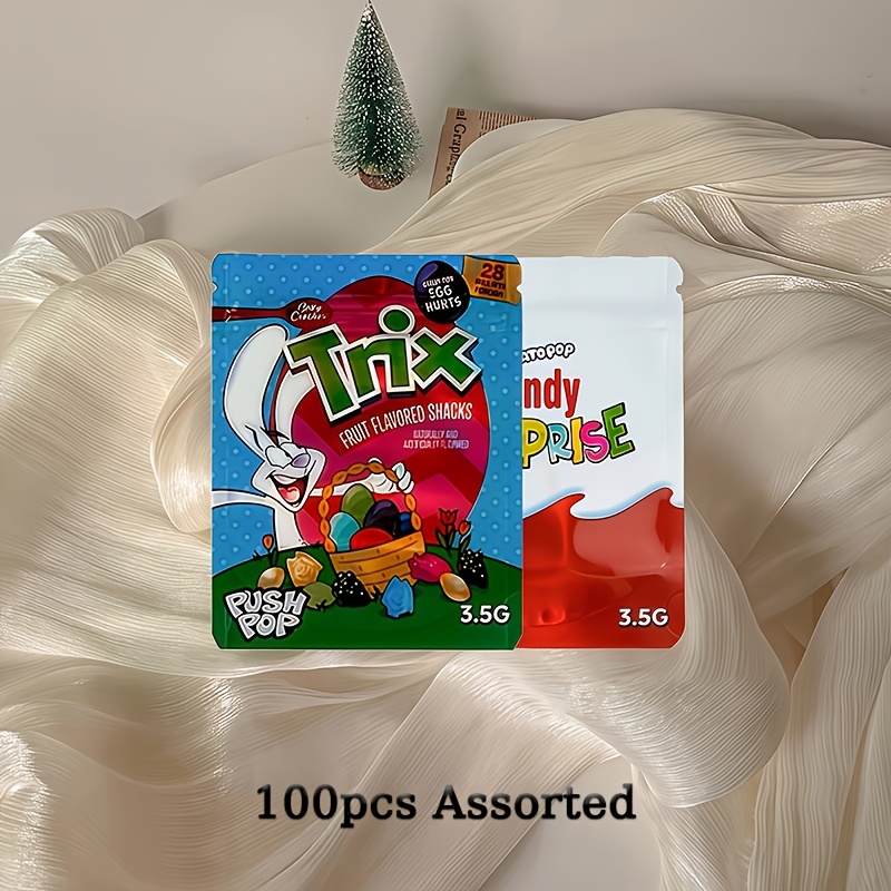 E-shop 50/100 Stück Cartoon-Spielstil-Muster Wiederverschließbare Mylar-Beutel, geeignet für Partys, Halloween, Weihnachten, Ostern. Ideal für