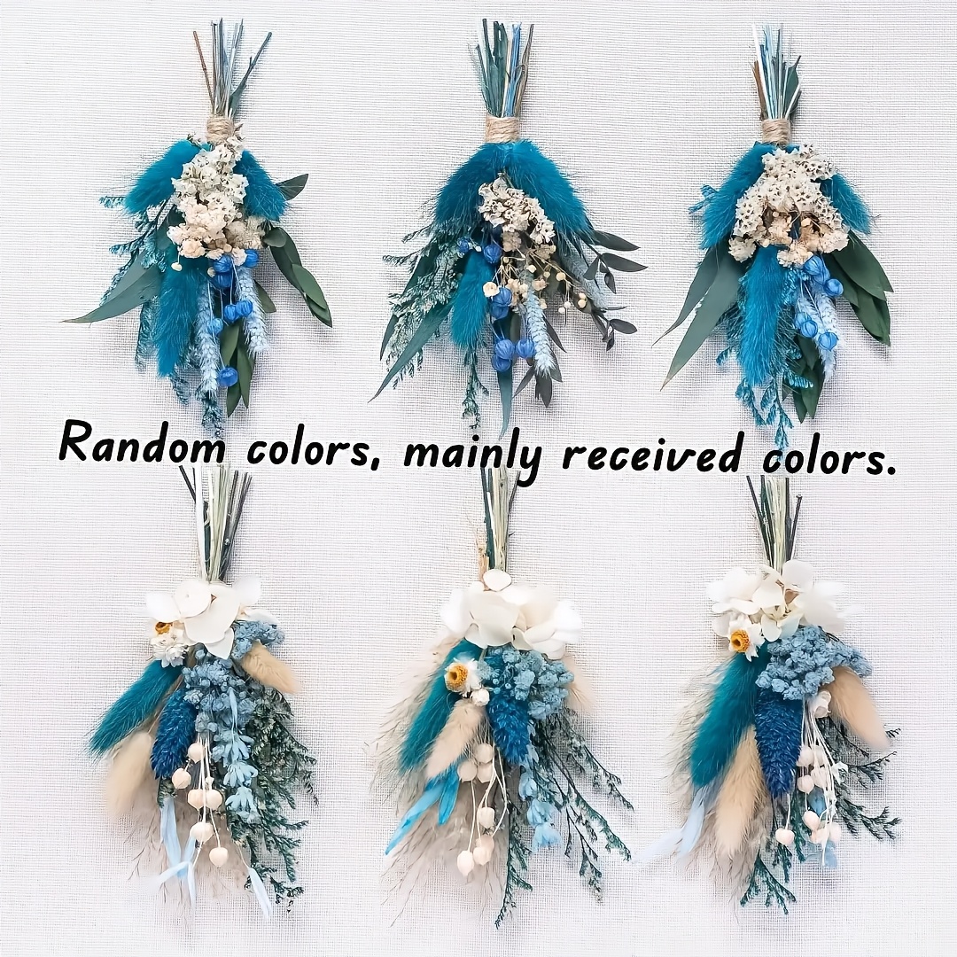 E-shop 6er-Set künstliche Outdoor-Blumen, Blaue Hasenohren, Pampasgras usw., elegante Wohnungsdekoration für Zimmer, Vasen, Tische, Partys,