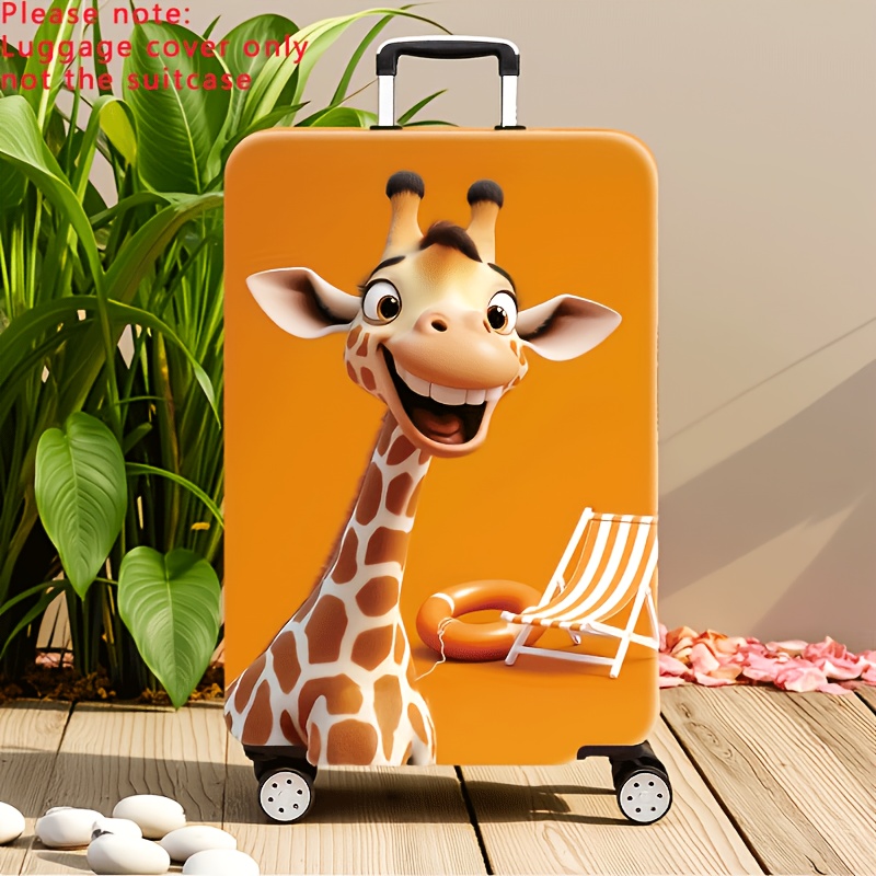 TEMU 1pc 300g/m² Fun Giraffe Series Printed Pattern, Thickened Suitcase Protector, Thickened Suitcase Accessory, Suitable For Business, , Vacation,