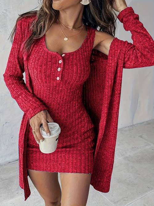 item picture womens dress set spring summer two piece outfit womens jacket korean version fashion dress breathable fabric comfortable touch style figure