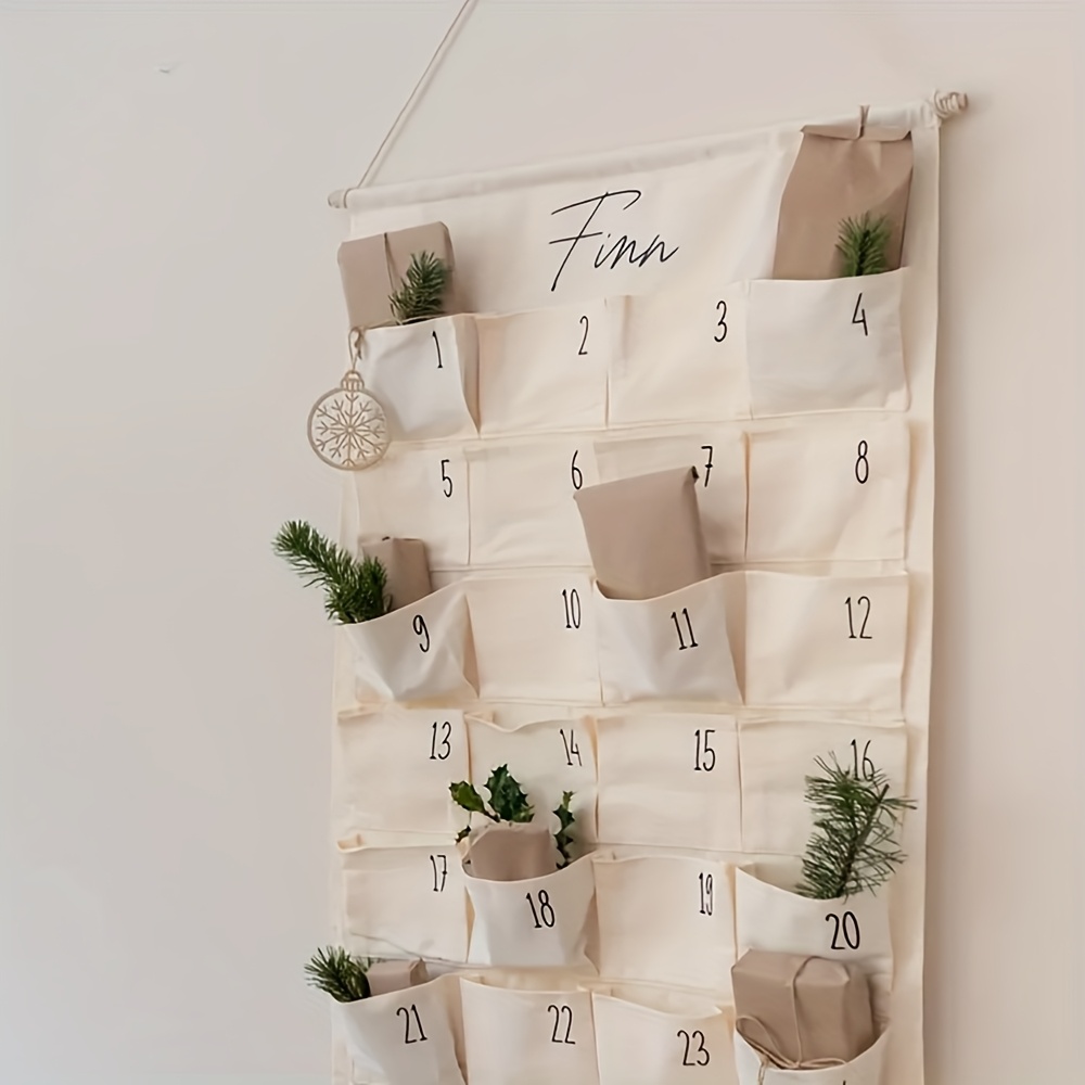 TEMU Personalized Custom Name 24 Days 2026 Christmas Countdown Advent Calendar Merry Xmas Eve Door Fireplace Mantle Wall Hanging Farmhouse Vintage