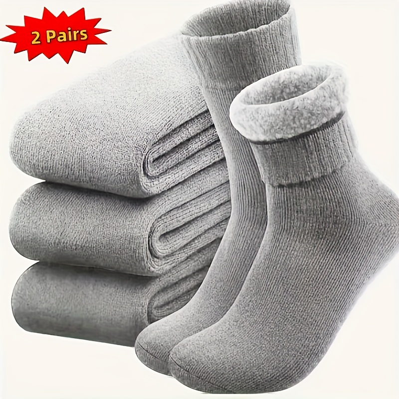 E-shop 2/5 Paar Damen Winter-Warmsocken – Weiche, dicke, isolierte Outdoor-Wanderstiefel, Polyester-Mischung, Uni-Farben, langlebig & atmungsaktiv für