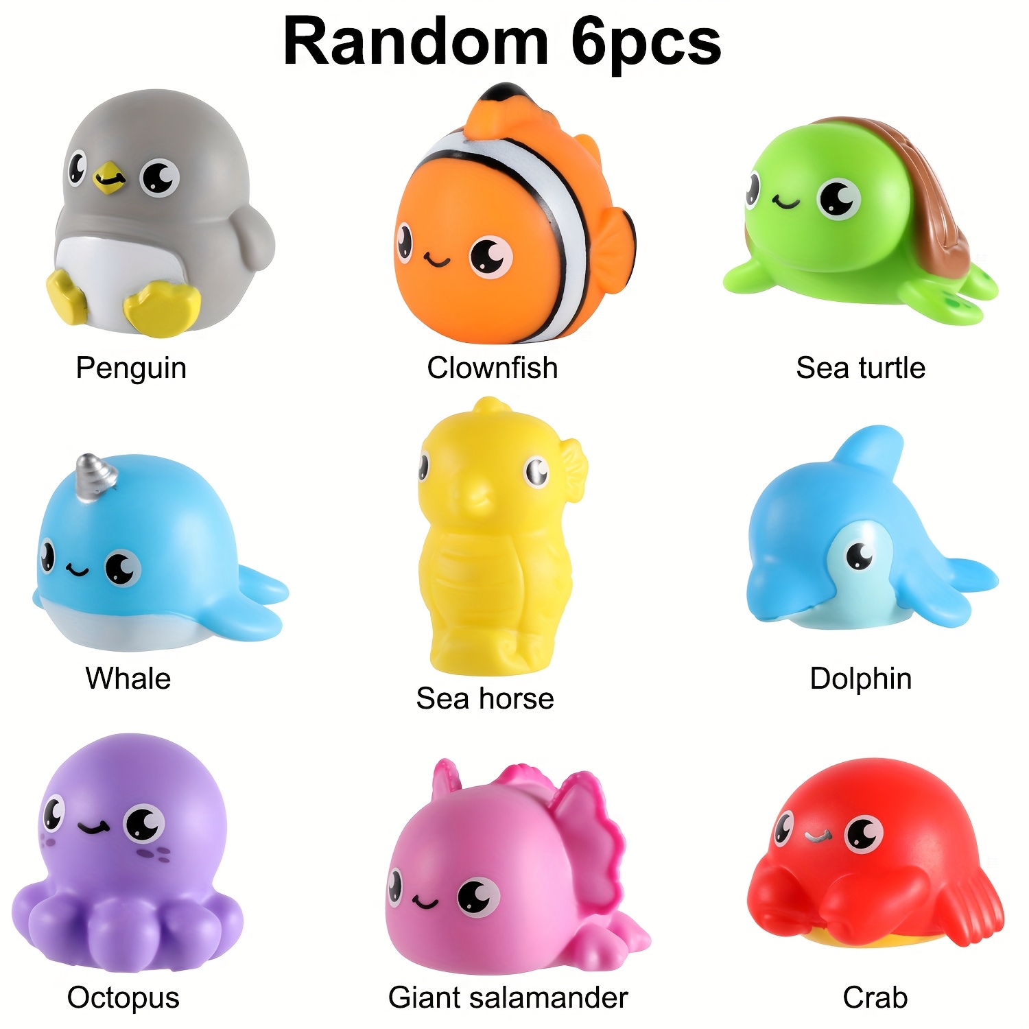 TEMU 6/10 Packs Light Up Bath Toys For Kids Ages 1-3, Sea Animals Bathtub Toys For Baby 12-18 Months Toddlers 2-4, Water Pool Toys For 1 2 Year Old