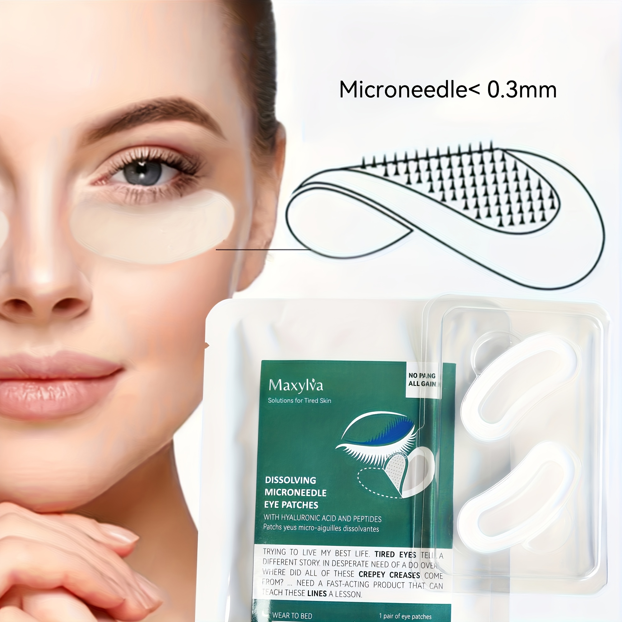 hyaluronic acid soluble dissolving 0 28mm microneedle under eye patches