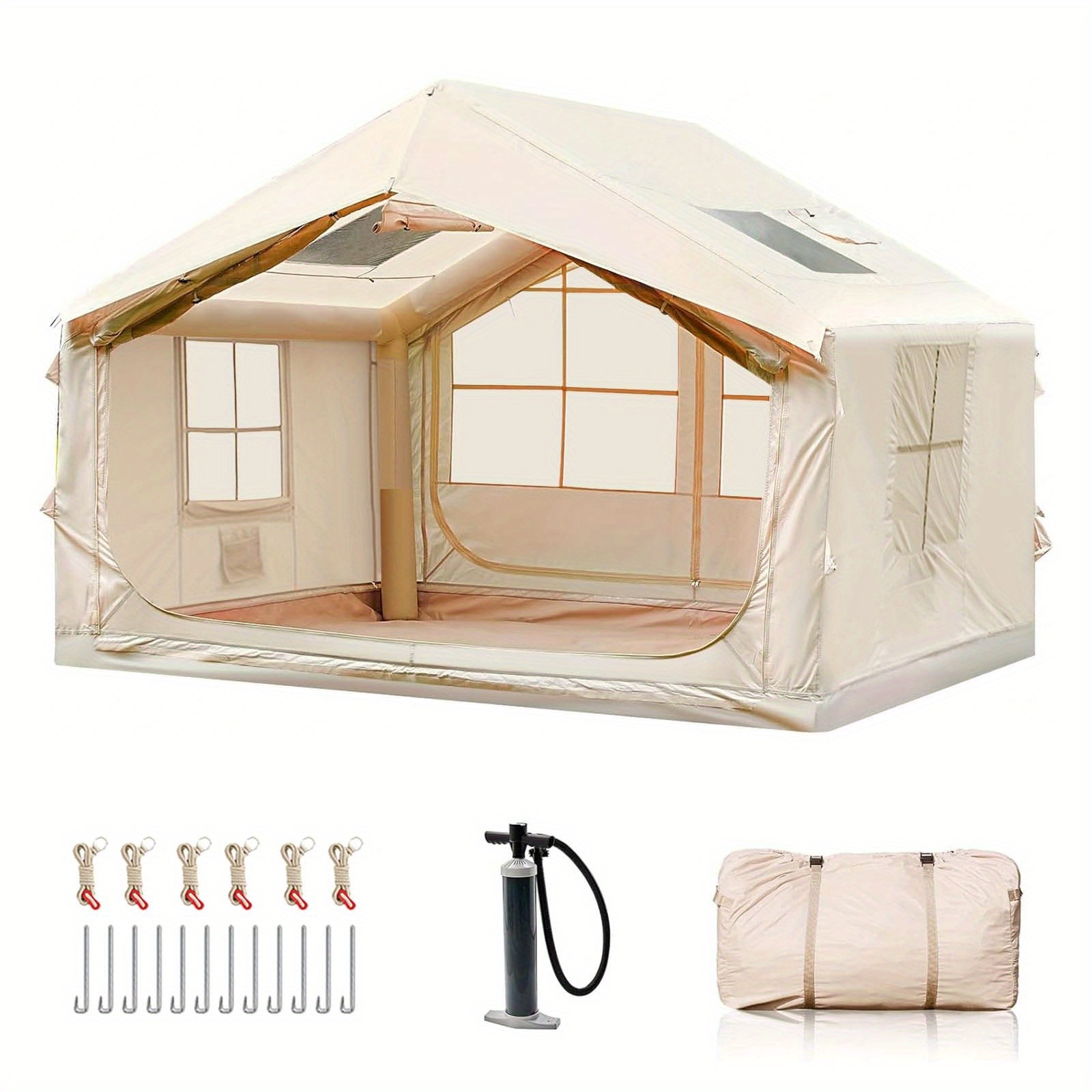 Tente De Camping Gonflable 8-10 Personnes – 129 Pi² – 2 Chambres + Séjour – NEUF