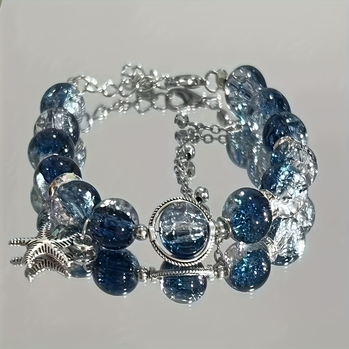 1 elegant white gradient glass bead bracelet deep - Temu