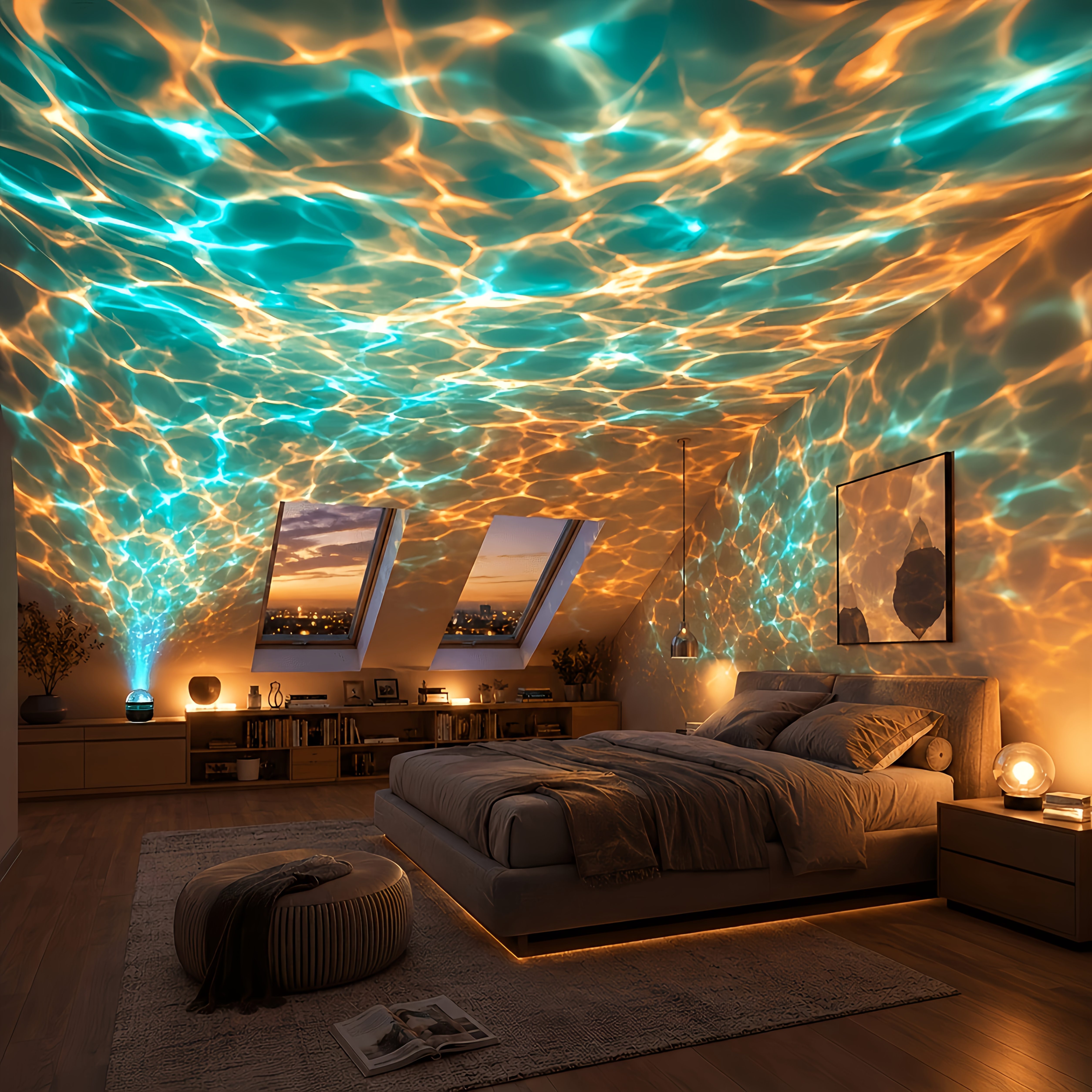 TEMU Bande Lumineuse LED Ondulée Alimentée par USB avec Télécommande - Effet Lumineux , , Lampe de Projection, Idéale pour Chambre, Fête, Bureau,