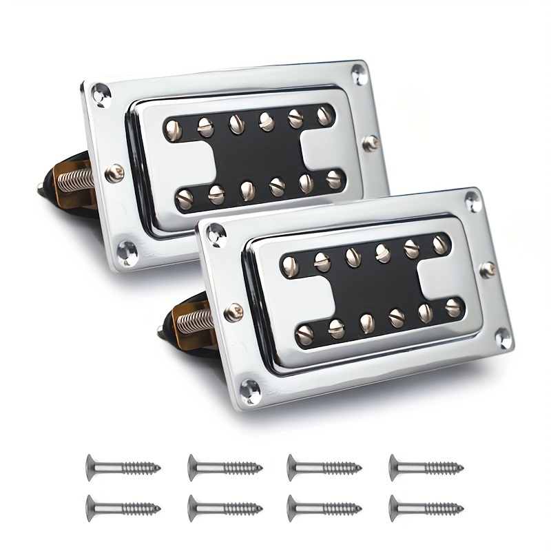 RB Style Mini Humbucker Pickup, 12-Hole, 72x32mm, for Rickenbacker Style Guitar, Chrome/Golden, Electric Guitar Accessory, Metal Body, No Power, Wireless