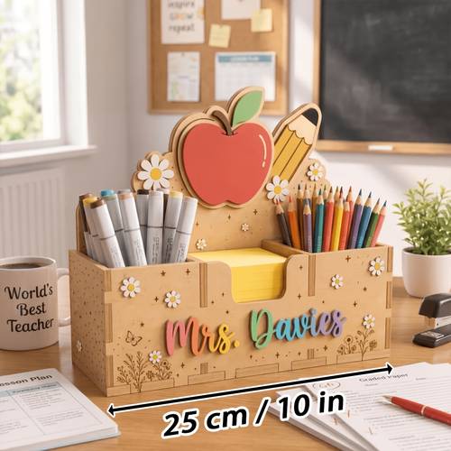 1pc personalized name teacher desk organizer pen holder and note holder is a classroom deco tion pen holder with ow pattern classroom desk sto ge and deco tion items a gift for teachers on teachers day