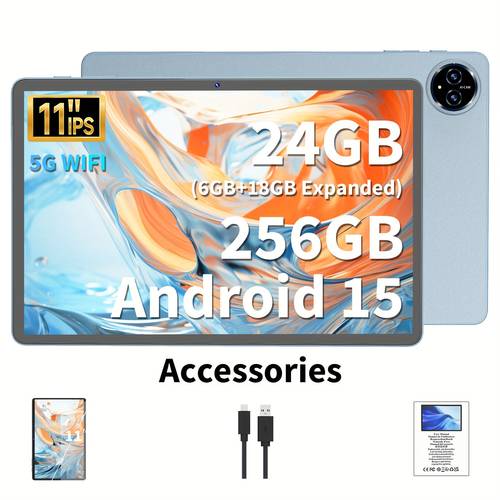 2026 15 tablet 11 inch 256gb storage 24gb 6gb 18gb expanded 8000mah 2 in 1 tablet with keyboard fhd ips touchscreen wifi great for video streaming work reading home office use pad without adapter