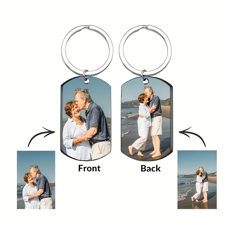 E-shop 2D-Flach, . Personalisierter doppelseitiger Schlüsselanhänger mit Foto, Text + Symbol für Fahrsicherheit, Freund, Freundin, Haustier,