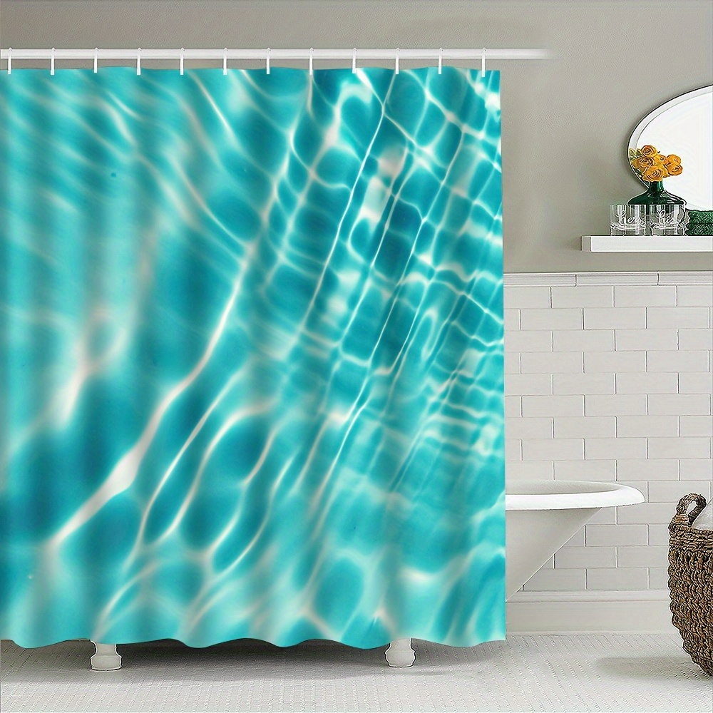 

Ocean Blue Ripple Waterproof Shower Curtain - Oversized, Machine Washable Bathroom Decor With Privacy Window Cover