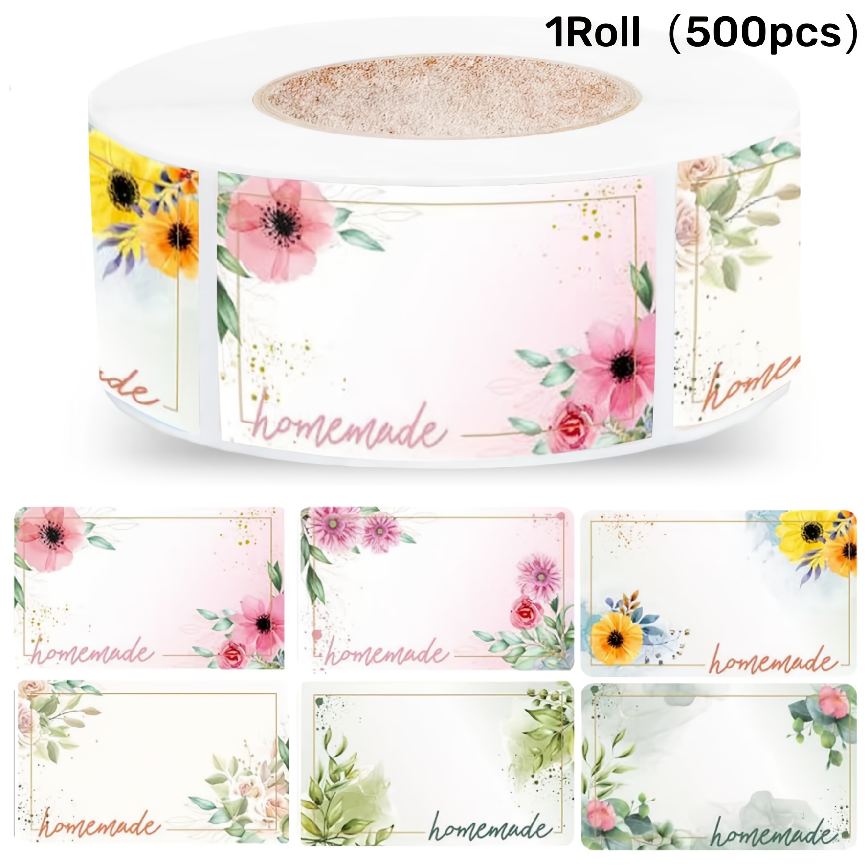E-shop Selbstklebende Etiketten, Marmeladenetiketten, Selbstklebend zum Etikettieren, Aufkleber mit Blumenverschluss, Selbstklebende Aufkleber für