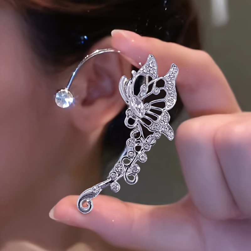 TEMU Fashion Hip-Hop Individuale Nuovo Ultra- Sprite Orecchino con Gancio a Croce Super Fata Nich矇 Lusso Orecchino Senza Piercing Clip per Orecchio