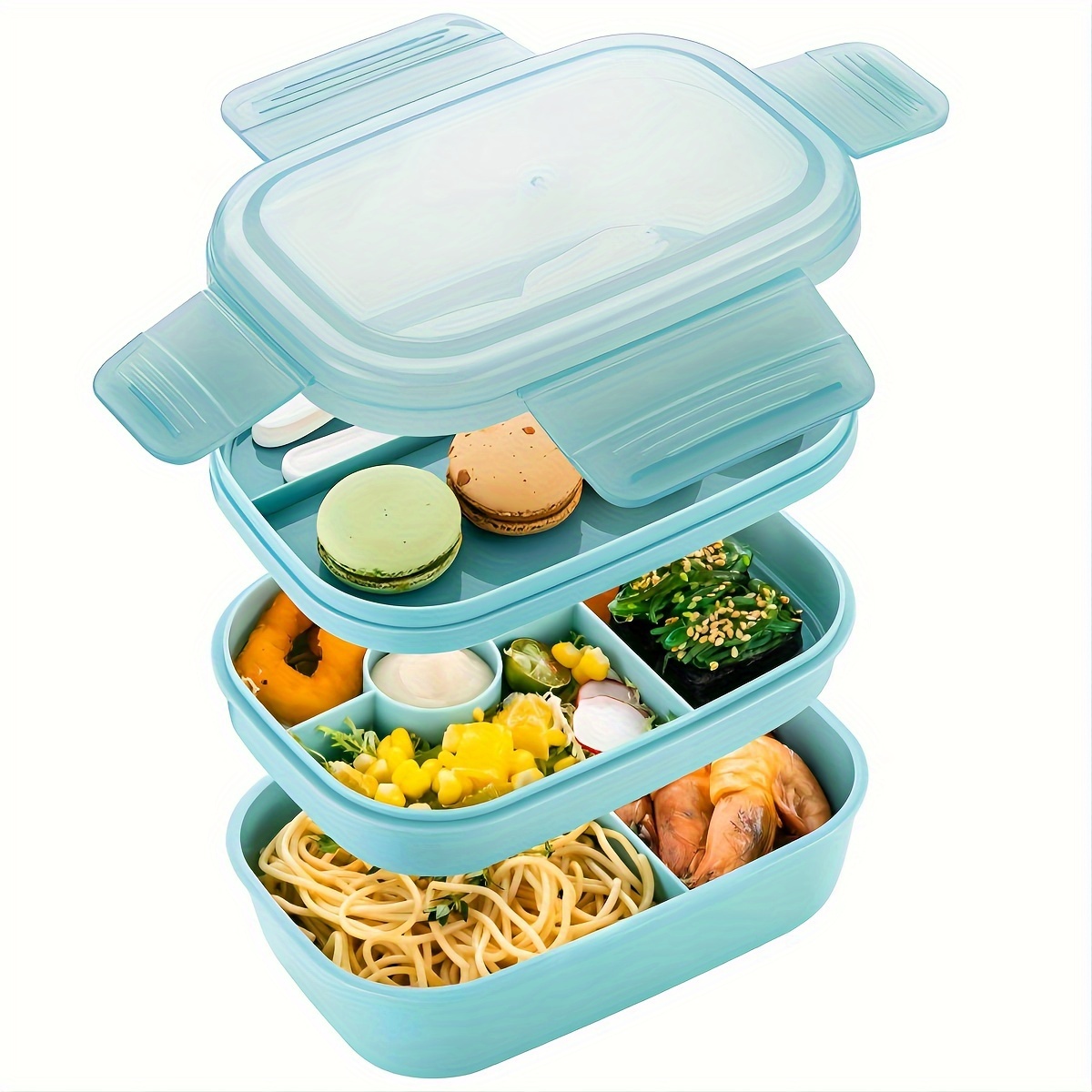 

1pc Portable Lunch Box, 3 Stackable Bento Lunch Containers For Adults, Modern Minimalist Design Bento Box With Utensil Set, Leak-proof Lunchbox For Dining Out, Work, Picnic