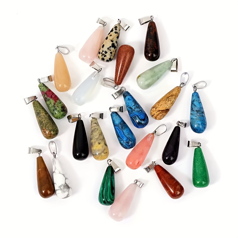 10pcs Natural Stone Long Teardrop Pendants for Jewellery