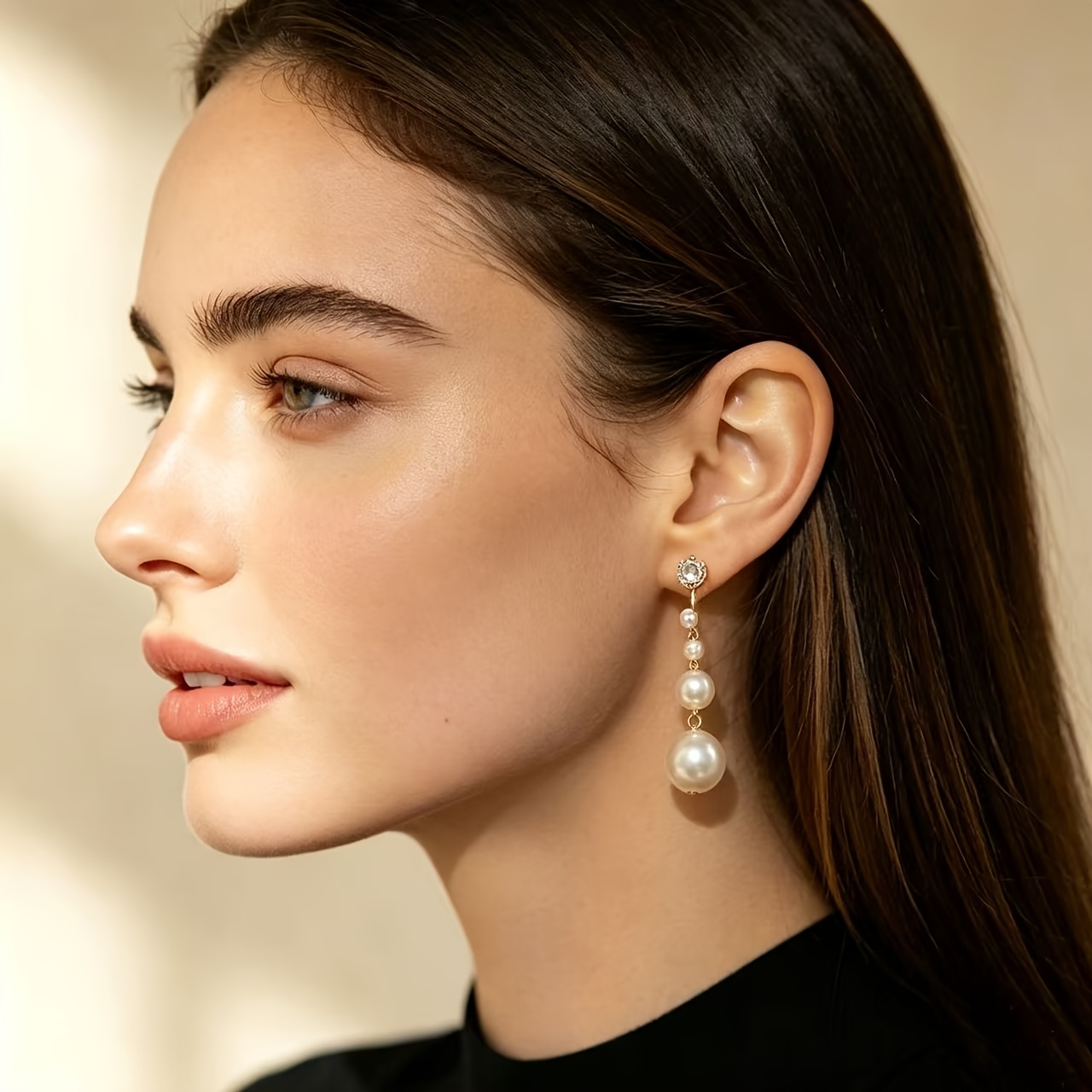 Elegant Imitation Pearl Multi-Layer Pendant Clip-On Earrings