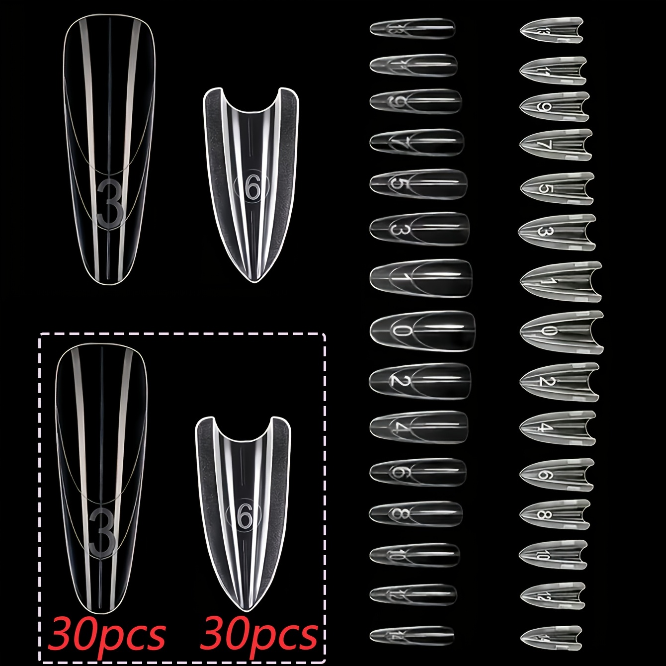TEMU Kit da 60 pezzi per estensioni unghie a sandwich avanzato a forma a mandorla , stampo riutilizzabile per gel da costruzione e (mandorla )