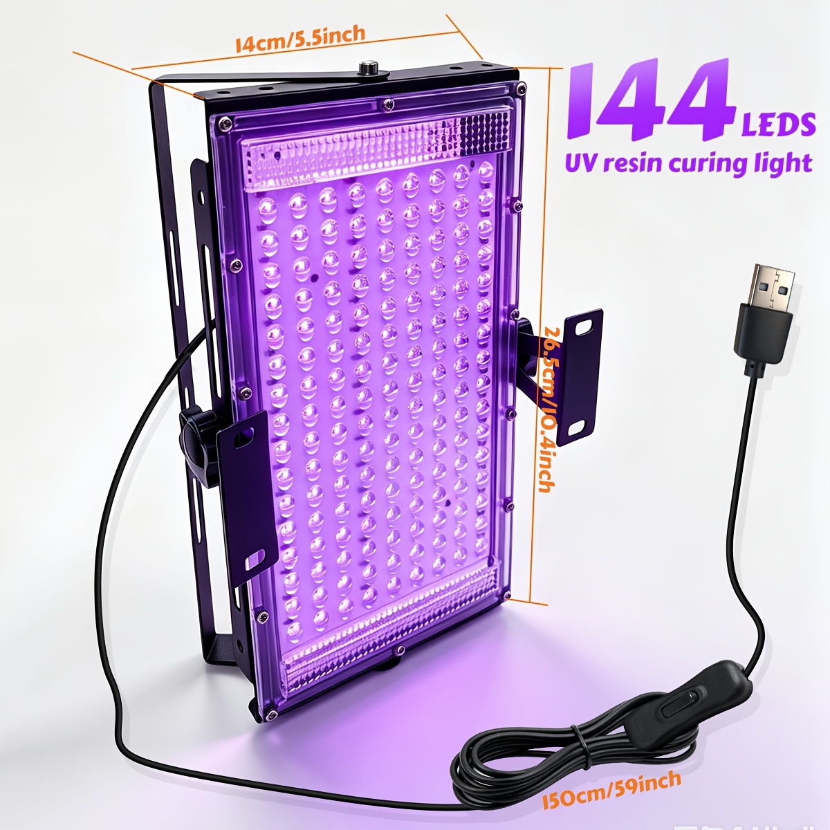 TEMU Lampe de polymérisation à double bras améliorée en résine, équipée de 96/144 perles haute puissance pour une polymérisation uniforme sur grande