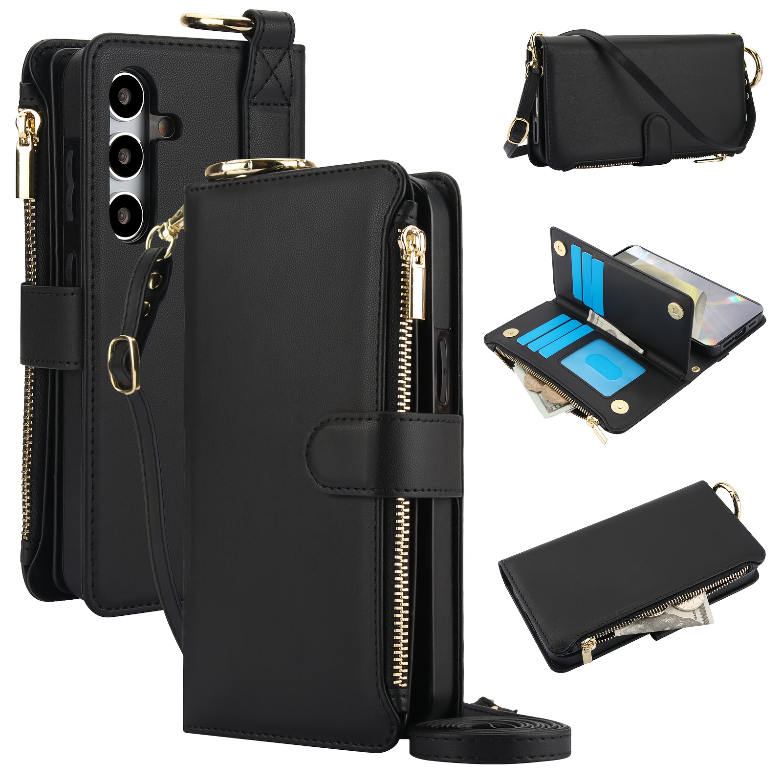 TEMU Phone Case: Multi-functional Ring Wallet Style Premium Minimalist Luxury Synthetic Leather Phone Case, Business Magnetic Flip Cover With Card
