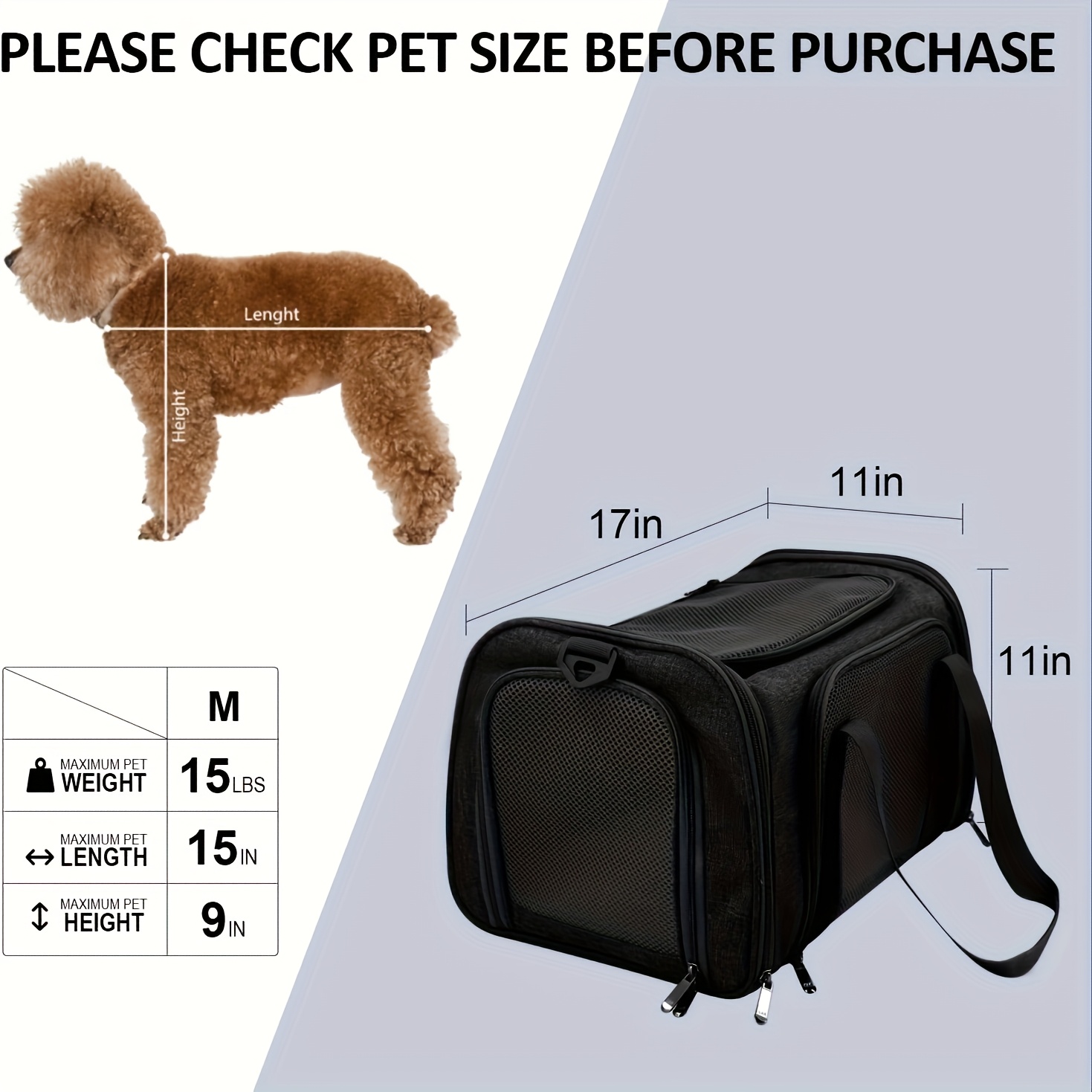 TEMU Spacious And Soft-sided Suitable For Cats And Small Dogs Up To 25 - Collapsible And Water-resistant For Travel