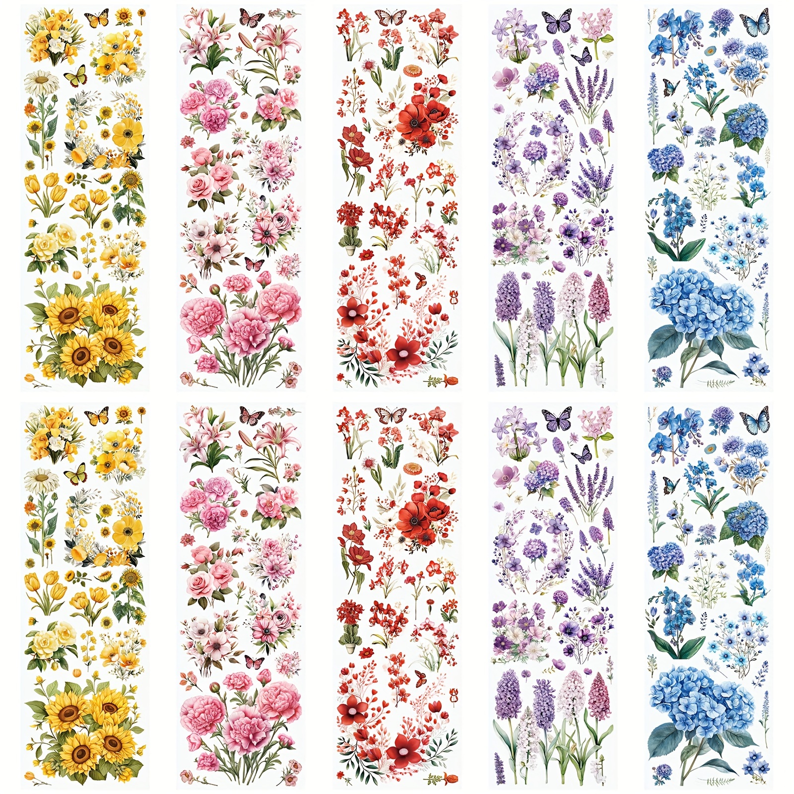 

10 Sheets Rub On Transfer Sticker, Mixed Flower Stickers For Diy Scrapbooking Photo Albums Furniture, 11.8 * 3.9in Christmas Gift