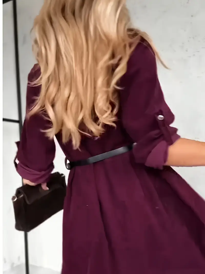 burgundy long sleeve shirt dress women autumn winter new - Temu burgundy long sleeve shirt dress women autumn winter new - Temu