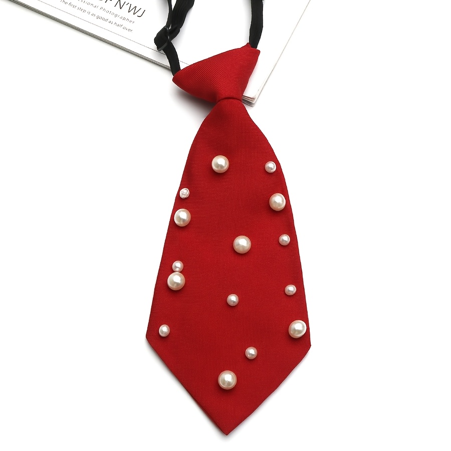 TEMU 1pc Korean Style Academic Style Stud And Bead Embellished Necktie, Unisex, No-tie Necktie, Suitable For Casual Streetwear, Daily Wear, And