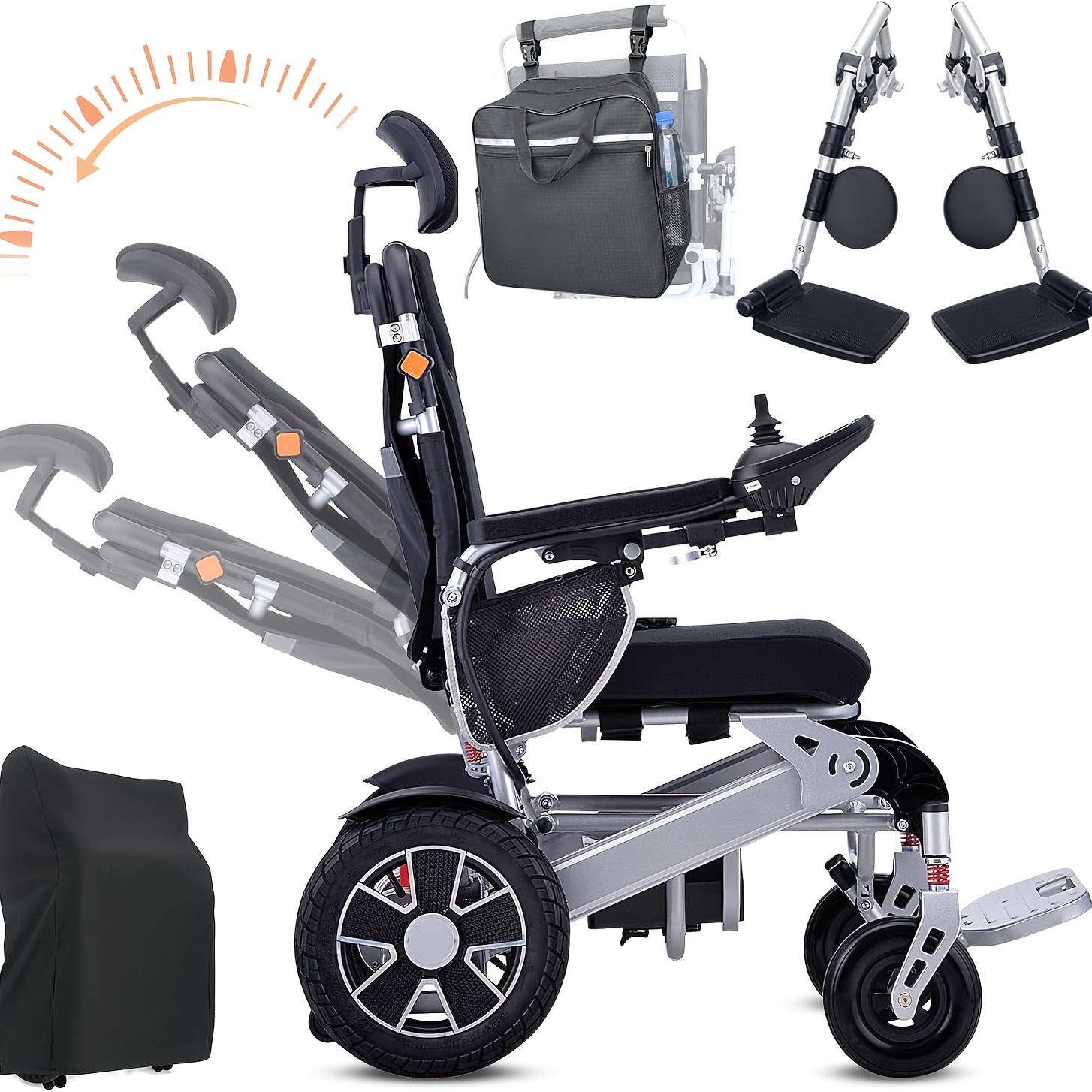   2025 35km Elektrischer Klappbarer Rollstuhl mit Ersatzbeinlehne – Faltbarer  -Elektrorollstuhl, 130kg Aluminium, Batteriebetrieben, 110-240V, 3-Gang verstellbar, ergonomisches Design für Senioren & Behinderte, Rollstuhlanhänger, Mobilitätsunterstützung für Senioren,   Mobilitätshilfsmittel, langlebiges Mobilitätshilfsmittel